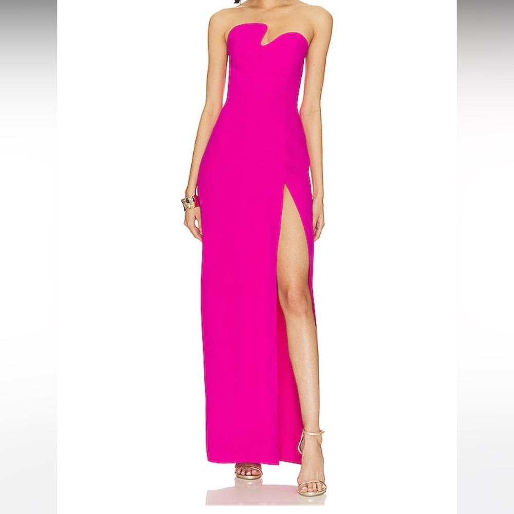 Amanda Uprichard x Revolve Strapless Puzzle Gown in Dark Hot Pink
